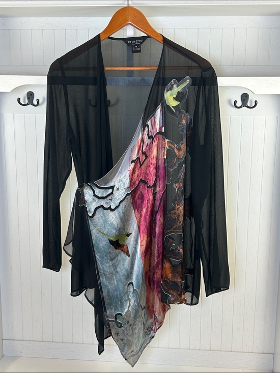Citron Santa Monica Sweaters - Citron Santa Monica Hummingbird Sheer Silk Blend Cardigan M